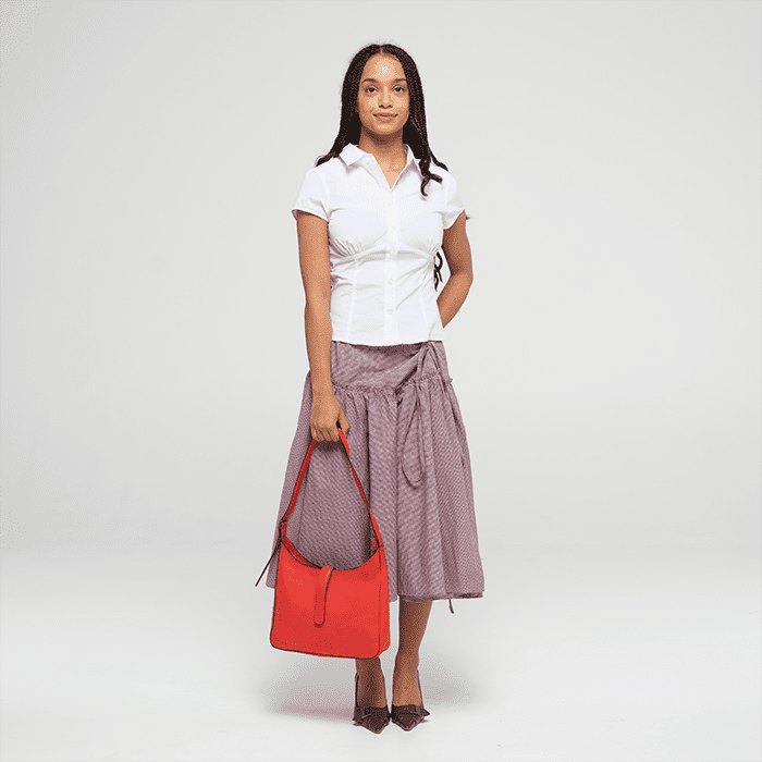 Imara Red Leather Shoulder Bag – Handcrafted in Kenya