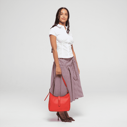 Imara Red Leather Shoulder Bag – Handcrafted in Kenya