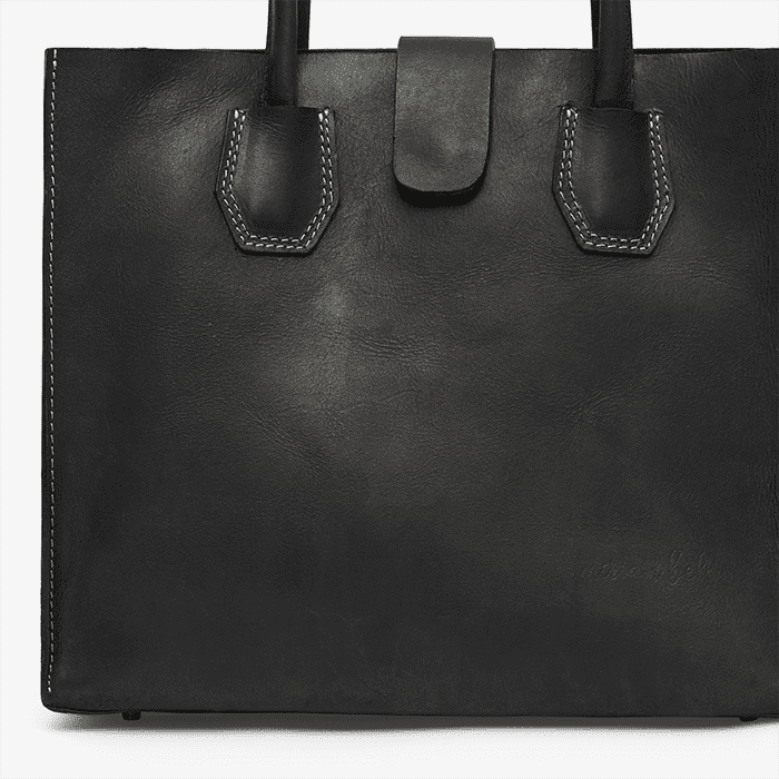 Imara Black Leather Tote – Handcrafted in Kenya
