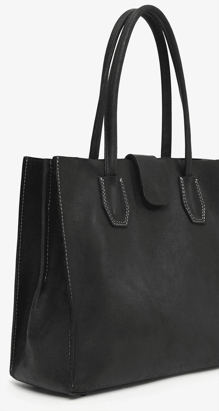 Imara Black Leather Tote – Handcrafted in Kenya