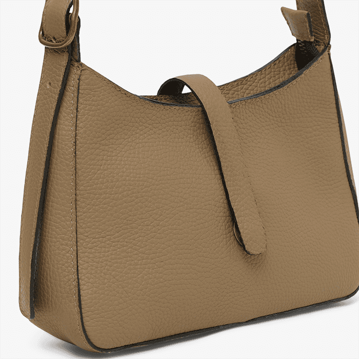 Imara Mini Taupe Leather Shoulder Bag – Handcrafted in Kenya