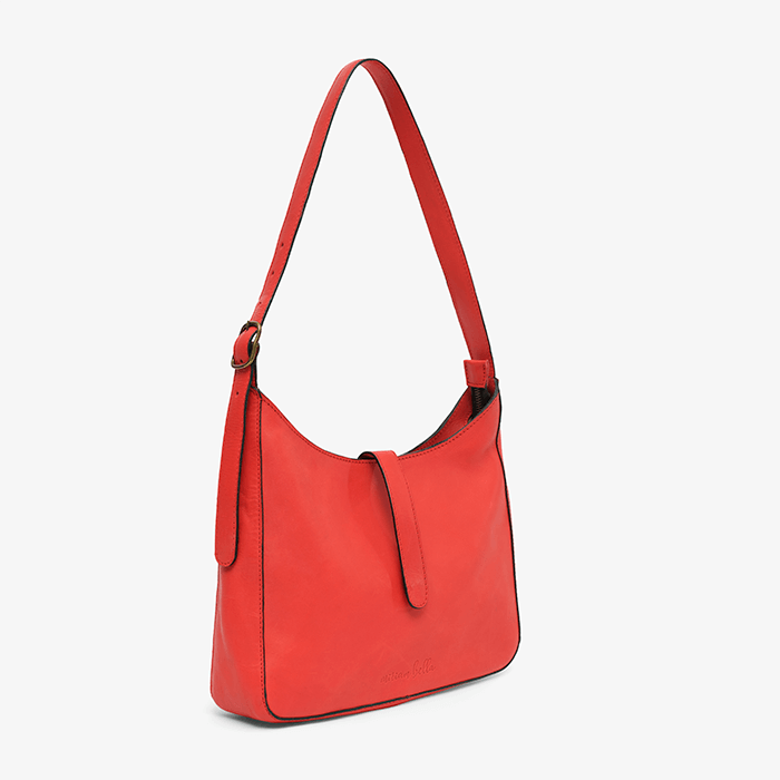 Imara Red Leather Shoulder Bag – Handcrafted in Kenya