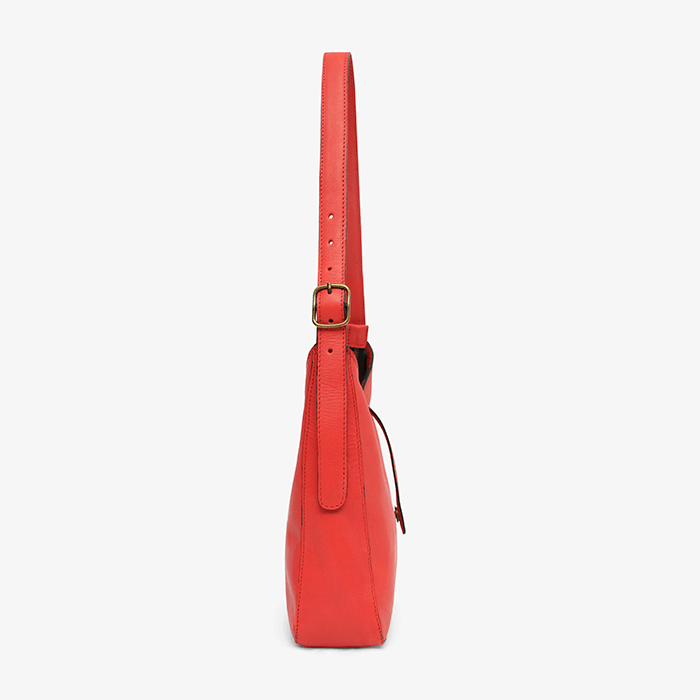 Imara Red Leather Shoulder Bag – Handcrafted in Kenya