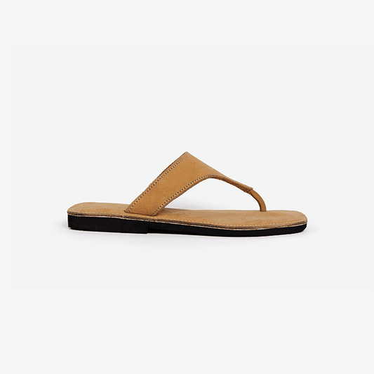 Raha Ochre Leather Slide Sandals
