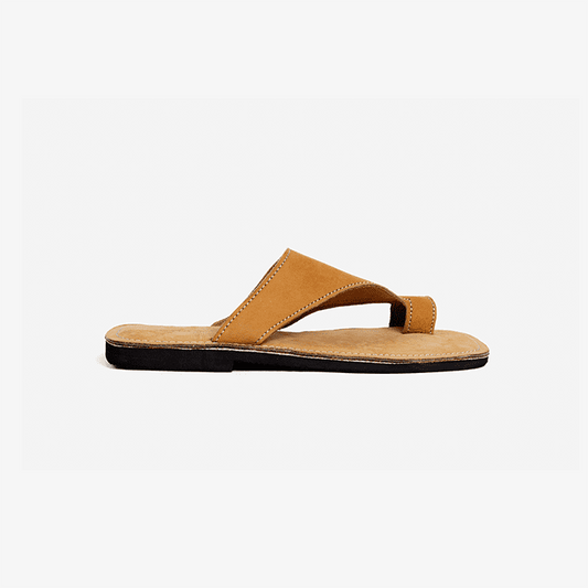 Raha Ochre Leather Thong Wedge Sandals