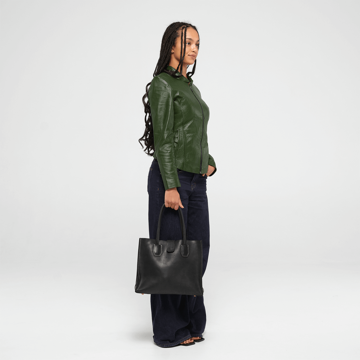 Black Leather Tote Bag | Work Tote | Handcrafted in Kenya