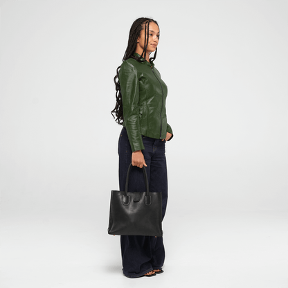 Black Leather Tote Bag | Work Tote | Handcrafted in Kenya