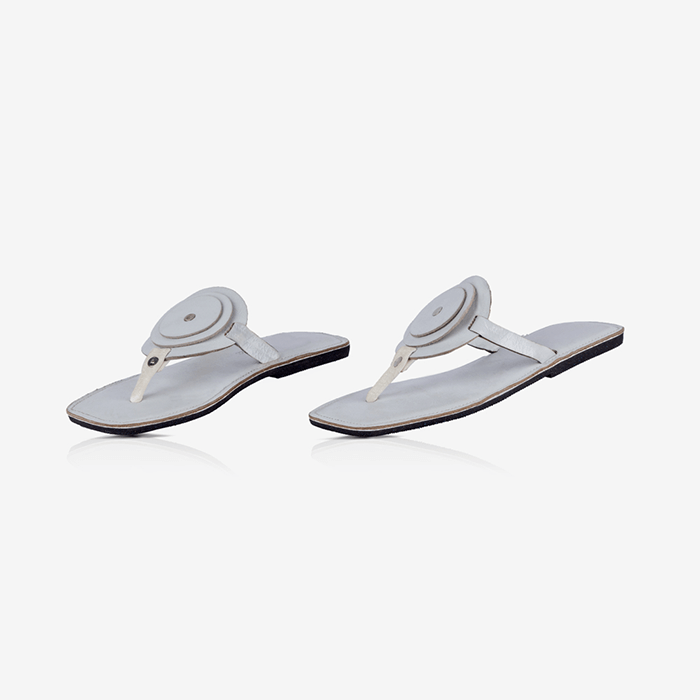 Raha White Circle Sandals