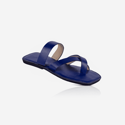 Image of handmade blue leather sandals produced by Australian brand Miriam Bella
