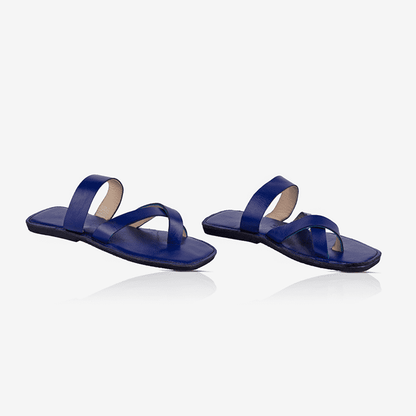 Women's Leather Sandals with Flat Cross Strap