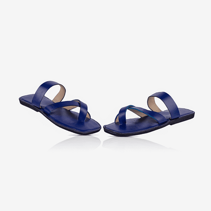 Women's Leather Sandals with Flat Cross Strap