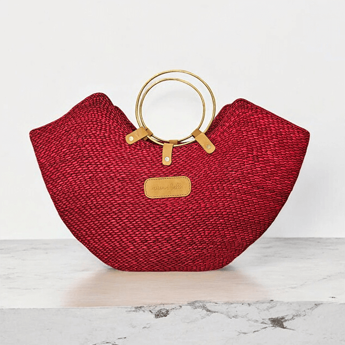 Zuri Women’s Bold Red Seagrass Tote Bag – Handwoven by Artisans in Tanzania