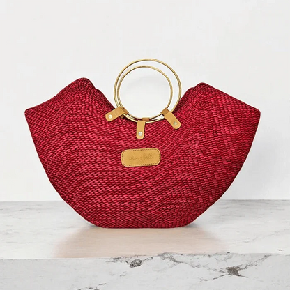 Woven Straw Beach Bag with Brass Handles | Handcrafted in Tanzania