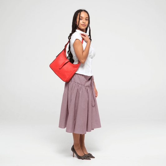 Red Leather Shoulder Bag | Handcrafted in Kenya