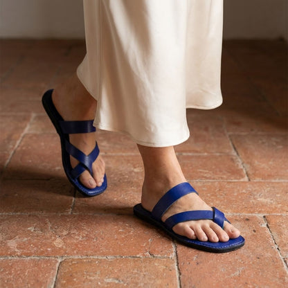 The Safari Women's Leather Sandals with Flat Cross Strap