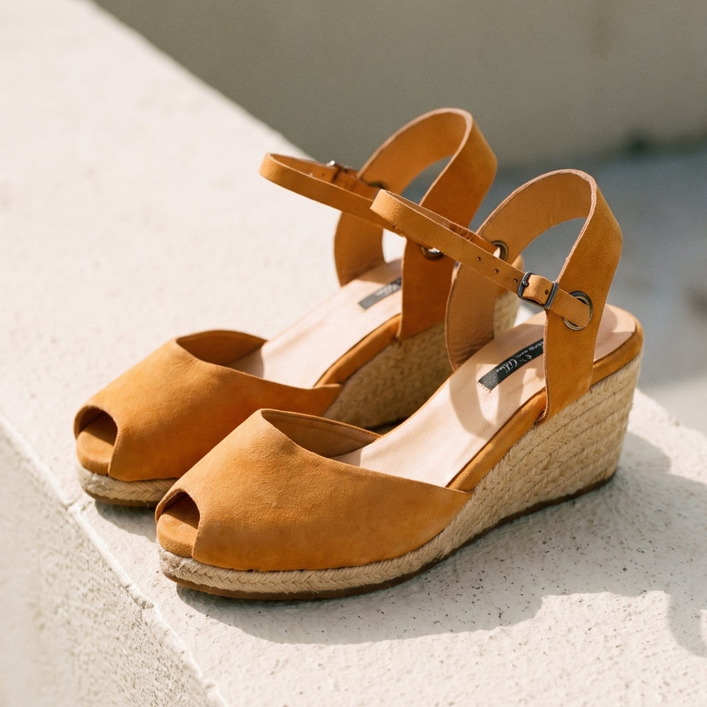Wedge Heels Tan Peep Toe Sandals Tan Wedges Sandals Ankle Strap Slingback Open Toe Platform Sandals Shoes  Women