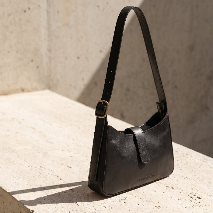MINI shoulder bag／black leather the-zuri-black-leather-mini-